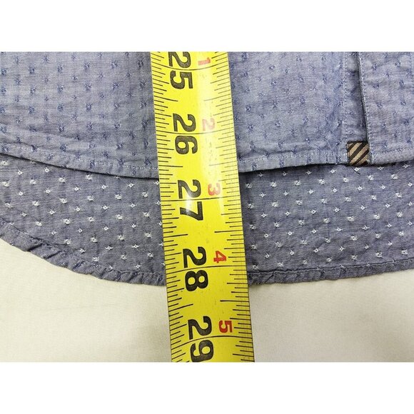 Billy Reid Standard Cut Mens Size Small Blue Pattern Spread Collar Long Sleeve - Picture 7 of 9